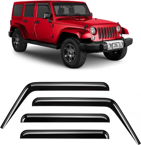 Vista 13 de Voron Glass Protectores de lluvia en canal para Jeep Wrangler JK 2007-2018 Para Wrangler JK 07-18