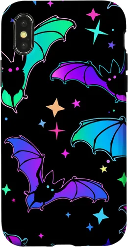Vista 5 de iPhone 16 Gótico Bat Halloween Patrón Spooky Bats Lover Regalo en funda negra