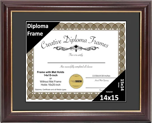 Vista 71 de Creative Picture Frames Marco para Diploma de Caoba con Borde Dorado de 12x16 pulgadas con Vidrio y Paspartú Negro y Colgadores de Pared Instalados