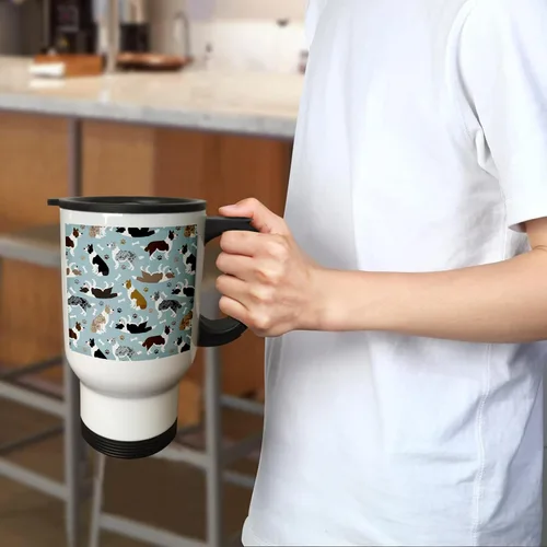 Vista 2 de 3dRose Border Collie Paws and Bones Dog Pattern 14oz Stainless Steel Travel Mug