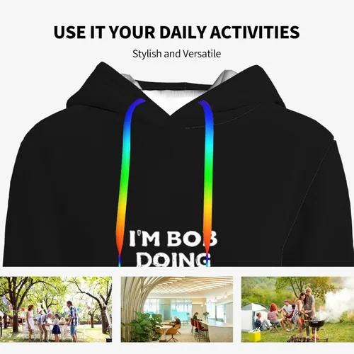 Vista 9 de Im_Bob_Doing Bob Things Logo Man'S Hoodies Fashion Double Sided Print With Hat And Pocket Sweater