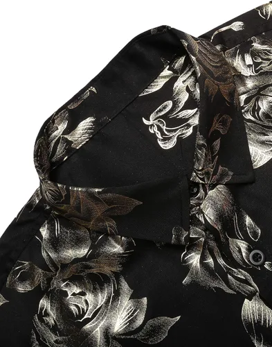 Vista 6 de COOFANDY Camisa de botones con estampado de flores de lujo para hombre