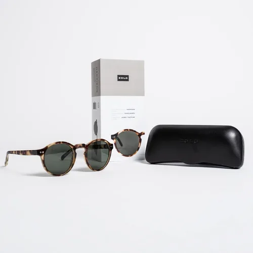 Vista 7 de Kolo Harrison - Gafas de sol italianas premium, estilo redondo clásico, gris cristal