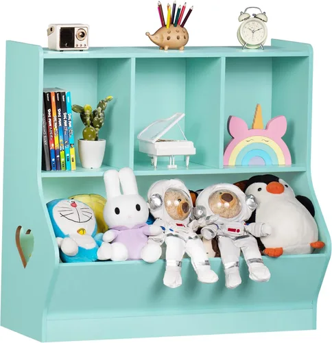 Vista 19 de Lerliuo Estantería y organizador de almacenamiento para bebés y niños pequeños, gabinete y librero para niños, estante de madera con 3