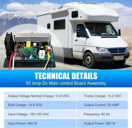 Vista 5 de Convertidor de potencia Wf-8955an actualizado con reconocimiento de plomo ácido y baterías de litio, convertidor Rv Wf-8955-Ad-Mba de 55 amperios