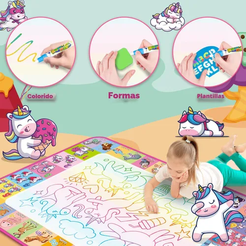 Vista 2 de Alfombrilla de Dibujo de Agua Aqua - Alfombrilla de Dibujo para Niños, Juguetes Educativos para Niños Pequeños de 3, 4, 5, 6, 7 y 8 Años, Regalos