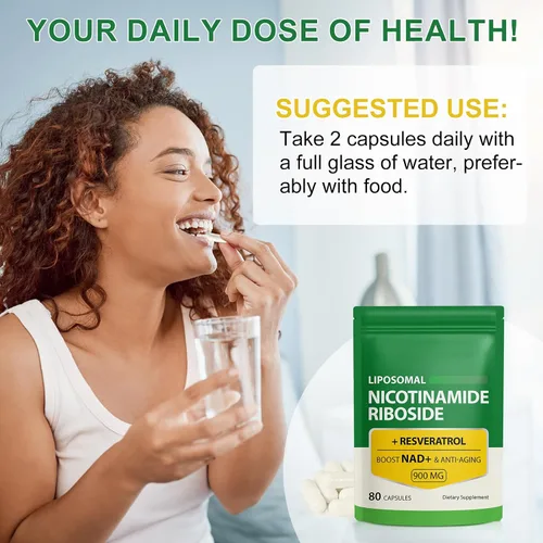 Vista 3 de Daiasns Suplemento NAD+ 900 mg – Ribosida y resveratrol de nicotinamida liposomal, apoya los músculos, el cerebro, la energía celular, alternativa