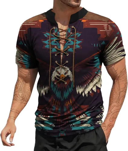 Vista 6 de Camisas de verano para hombres, básicas, de talla grande, para playa, suaves, sueltas, informales, para descansar, al aire libre, con cordón
