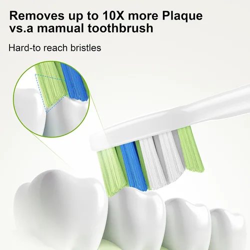 Vista 2 de Cabezales de cepillo de dientes de repuesto para Philips Sonicare, control de placa, compatible con mangos de cepillo de dientes eléctrico de clic