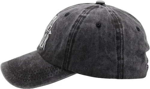 Vista 4 de KKMKSHHG Gorra de béisbol unisex de algodón teñido lavado ajustable para papá Logotipo Bordado Negro