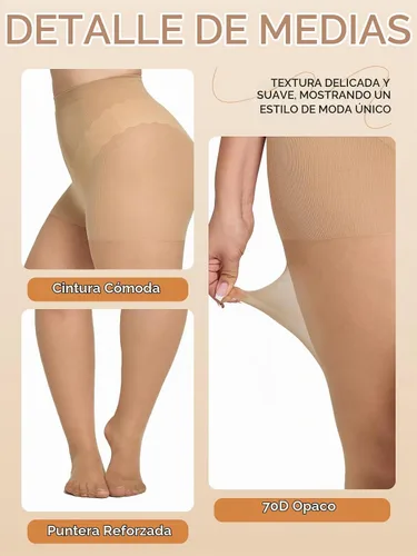 Vista 3 de Manzi - 2 pares de medias de control de talla grande para mujer ultrasuaves