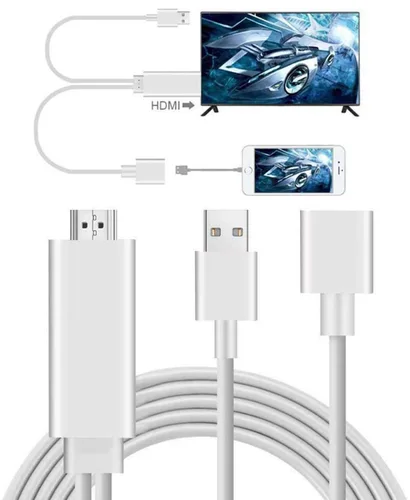 Vista 7 de Cables HDMI adaptador USB a HDTV, cable USB macho + USB hembra a HDMI macho 1080P HDTV Mirroring Cable compatible con iPhone/iPad/S9/S8/Note 8 y más