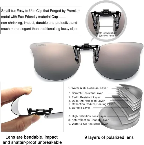 Vista 2 de Gafas de sol polarizadas con clip de ojo de gato sobre gafas de prescripción para mujeres protección UV