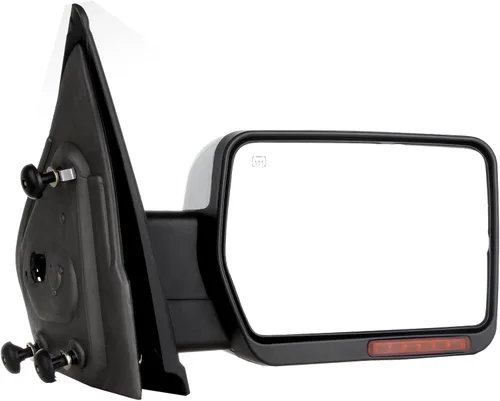 Vista 2 de Espejos de remolque con carcasa cromada calefactable ajustable con espejos de remolque de rayas reflectantes, compatibles con Ford 2004-2014