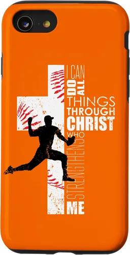 Vista 13 de iPhone 15 Naranja Cristiano Baseball Pitcher Regalos Adolescente Niños Hombres Teléfono Case