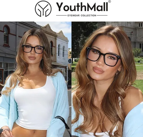 Vista 3 de Lentes cuadrados de moda para mujeres y hombres, lentes de bloqueo de luz azul de moda para computadora
