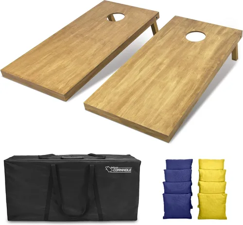 Vista 12 de GoSports 4 ft x 2 ft Regulation Size Wooden Cornhole Boards Set with Light Brown Finish - Includes Carrying Case and Bean Bags Negro- gris