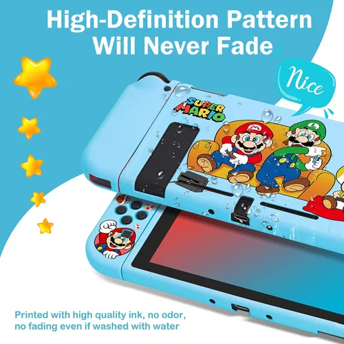 Vista 3 de Xcitifun Designed for Nintendo Switch Case Switch Joy-Con TPU Cases for Girls Boys Kids Cute Kawaii Character Protective Shell Compatible with