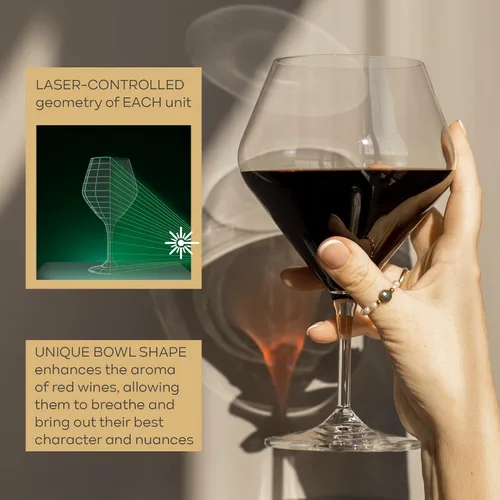 Vista 3 de Juego de 6 copas de vino tinto de 20 onzas, modernas y elegantes, auténticas copas de vino checo sin plomo duraderas