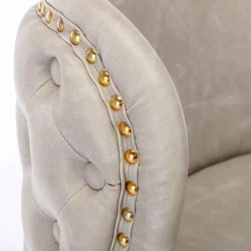 Vista 9 de Taburetes de bar tapizados de poliuretano con base dorada, taburetes de bar ajustables de 25-33 pulgadas, taburetes de mostrador con respaldo Beige