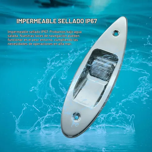 Vista 4 de Luces LED de navegación para barco de 12 V, tipo lágrima, para proa, impermeables, con carcasa de acero inoxidable, para barco, yate, señalización