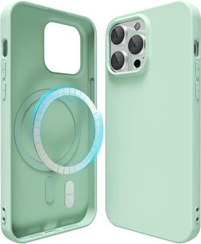 Vista 97 de oakxco Funda de silicona para iPhone 12 Pro Max, magnética, compatible con carga inalámbrica Magsafe, cubierta protectora de goma suave y delgada