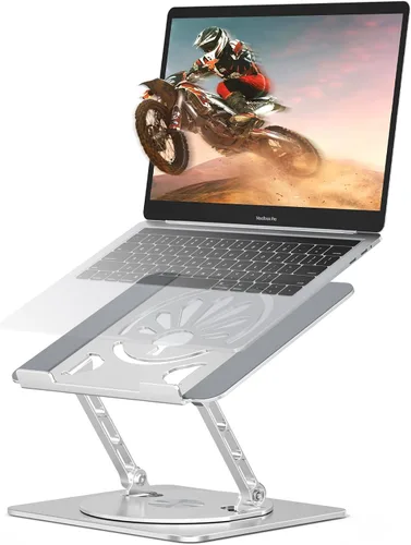 Vista 9 de Soporte ajustable para computadora de escritorio, base giratoria de 360°, elevador de aluminio para laptop, soporte ergonómico para oficina, hogar