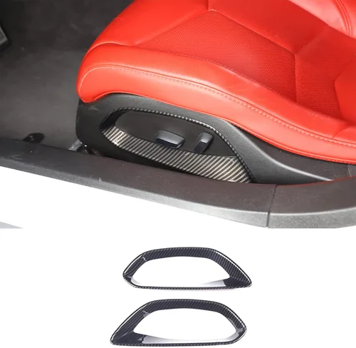 Vista 10 de Panel de botón de ajuste de asiento para Chevrolet Corvette C8 Stingray 2020-2024, marco de decoración de paneles de ajuste de asiento de automóvil