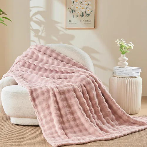Vista 26 de NEWCOSPLAY Manta para Sofá Aqua Súper Suave de Franela Polar 3D Burbuja Ligera Manta de Cama para Uso en Todas las Estaciones (Aqua, Throw(50"x60"))