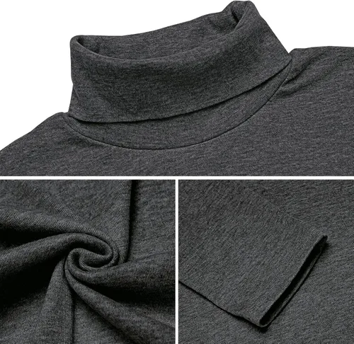 Vista 2 de Camiseta de manga larga para hombre, ajustada, ligera, con cuello de tortuga