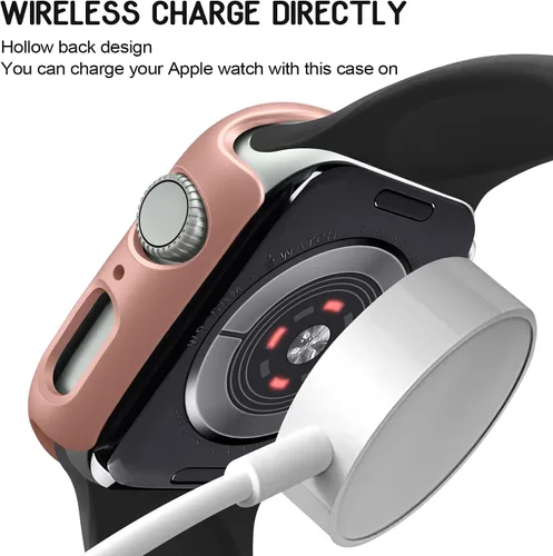 Vista 6 de Mugust Paquete de 4 fundas compatibles con Apple Watch de 1.614 pulgadas Series 7, carcasa rígida de policarbonato rígido, marco de cubierta
