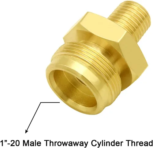 Vista 2 de Joywayus Adaptador de eliminación de propano de 1 libra, ajuste macho NPT de 1/4 pulgadas a rosca cilíndrica desechable macho de 1 "-20