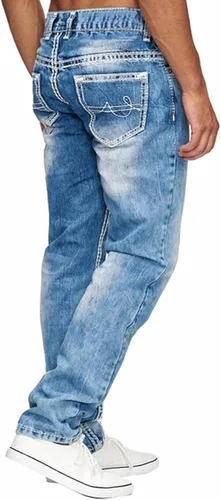 Vista 3 de Jeans negros apilados para hombre, jeans rasgados y rasgados, pantalones de mezclilla rectos Harajuku, pantalones de hip hop, ropa de calle