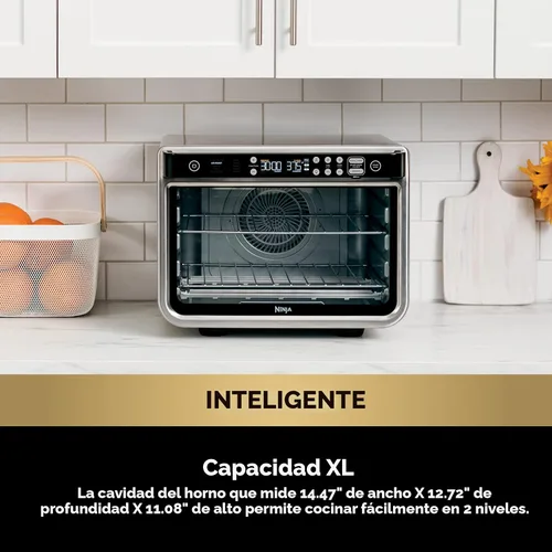 Vista 5 de Ninja DT251 Foodi 10 en 1 Smart XL - Horno de freír de aire, hornear, asar, tostar, asar, tostadora digital, termómetro, convección envolvente