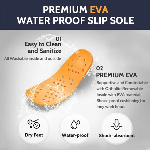 Vista 4 de YUNGPRIME Zapatos de trabajo antideslizantes para hombre y mujer, para enfermería, zapatos de chef