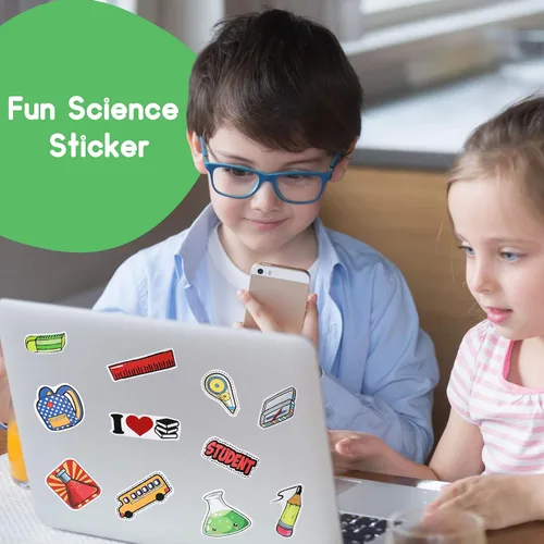 Vista 3 de Zonon 200 calcomanías de ciencia para estudiantes, niños, profesores de ciencias, imprescindibles para química, biología, física, calcomanías
