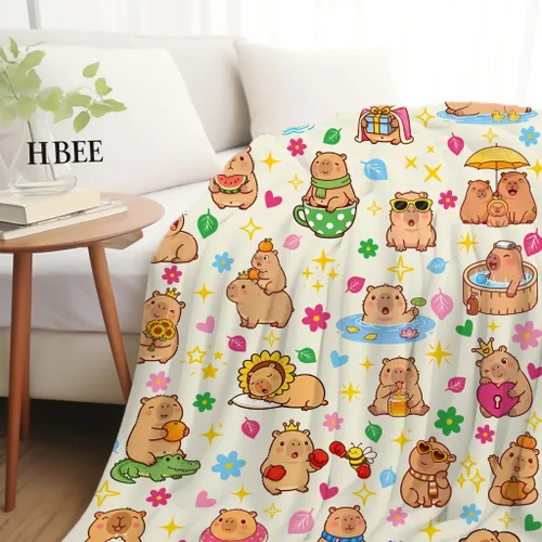Vista 4 de Capybara - Manta de regalo para niños y niñas, suave y acogedora, manta de franela para decoración de ropa de cama, regalos para amantes