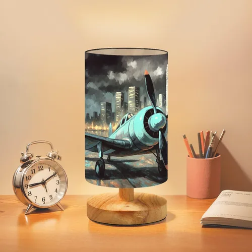 Vista 8 de Lámpara de mesa de noche, vibrante tono tierra, estilo africano, acuarela, lienzo regulable con pantalla de tela de lino, base de madera, mesita