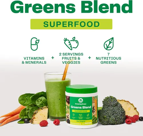 Vista 4 de Amazing Grass Greens Blend Superfood: Mezcla de batidos en polvo Super Greens con espirulina orgánica y polvo de remolacha de combustible natural