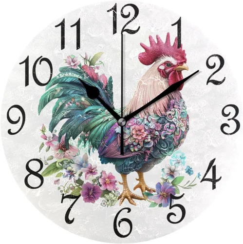 Vista 10 de Reloj de pared rústico retro con puerta de granero de madera, marrón, azul, funciona con pilas, silencioso, sin tictac, 10 pulgadas, reloj de mesa