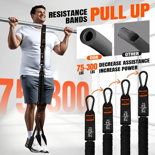 Vista 5 de Pull Up Assistance Bands, Resistance Bands with Handles, Heavy Duty Pull Up Bands for Home Gym, Height Adjustable Chin Up Bar Assist Bands for Arm