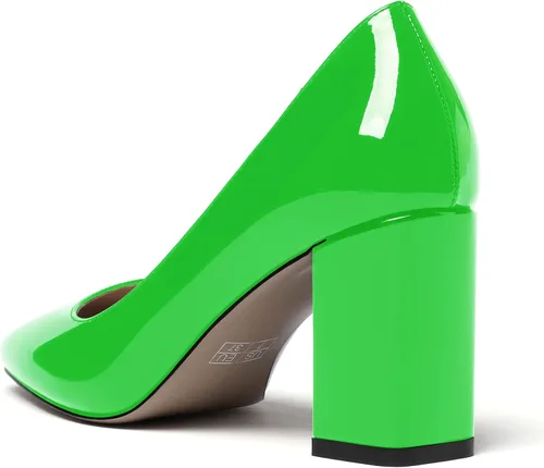 Vista 7 de WAYDERNS Zapatos de tacón alto con puntera cuadrada sólida para mujer, de 3 pulgadas
