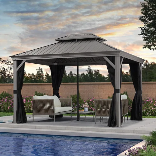 Vista 24 de PURPLE LEAF - Gazebo para exteriores de 10 x 12 pies, con sistema de drenaje