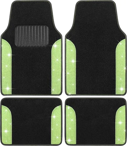 Vista 14 de Carbella Juego de 4 Alfombrillas de Coche con Diamantes Brillantes Estilo Bling, Alfombrillas de Suelo de Coche de Cristal de Strass Brillante