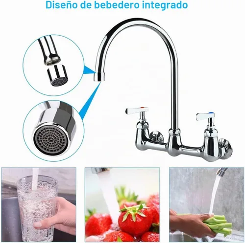 Vista 5 de COOLWEST Caño giratorio de cuello de cisne de 8 pulgadas para grifo de fregadero de cocina comercial, boquilla giratoria de 2.2 GPM, piezas