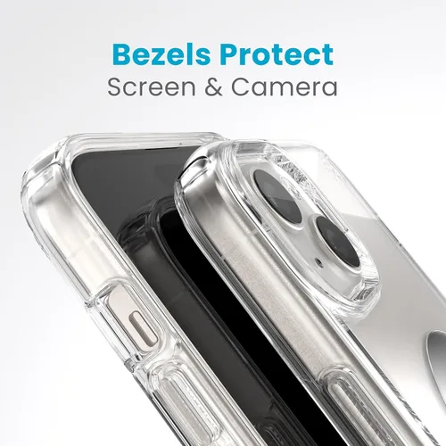 Vista 6 de Speck Funda transparente para iPhone 15 Plus – Bloqueo de bloqueo antideslizante ClickLock, diseñada para MagSafe, protección contra caídas