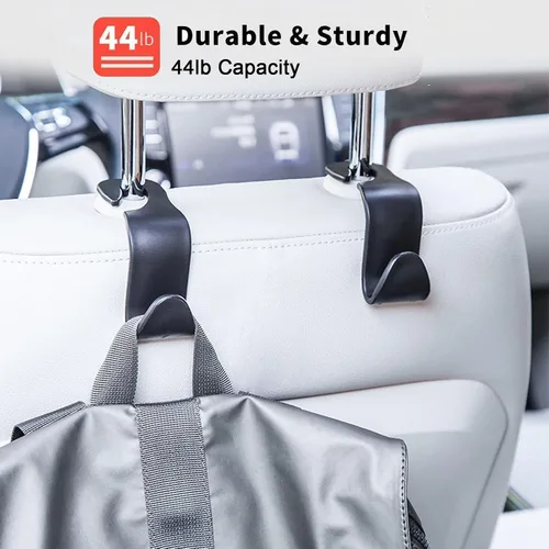 Vista 6 de Gancho para reposacabezas de asiento de automóvil, paquete de 4 ganchos para mochila de vehículos, organizador para bolsos, bolsos, ropa, gancho