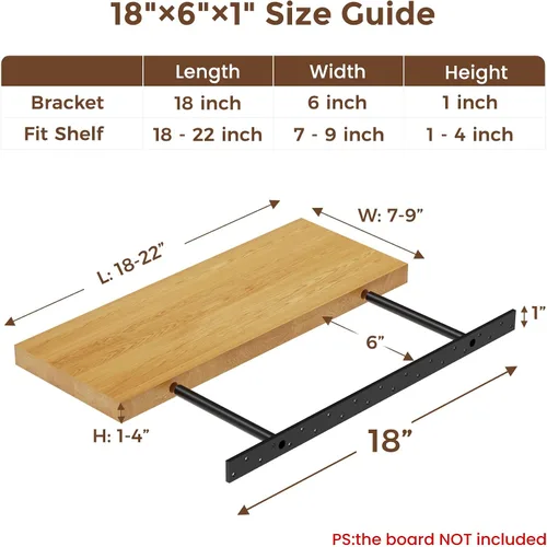 Vista 2 de Kit de soporte de estante flotante (no necesita enrutador) con plantilla de guía de taladro - Se adapta a estantes de 1 a 4 pulgadas de grosor