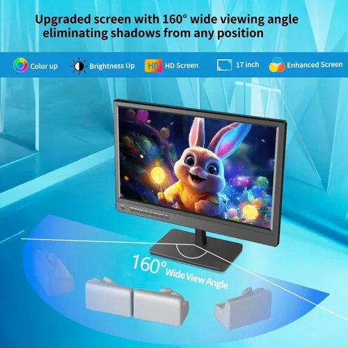 Vista 2 de othoig TV de 17 pulgadas, pequeña pantalla panorámica HD LED con antena, sintonizador digital ATSC - canales locales HD gratuitos, puerto HDMI VGA