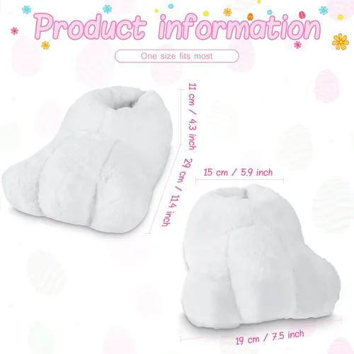 Vista 2 de Zapatos de conejo de Pascua para adultos zapatos de pies de conejo pantuflas de disfraz blanco pies de dibujos animados para adultos Blanco